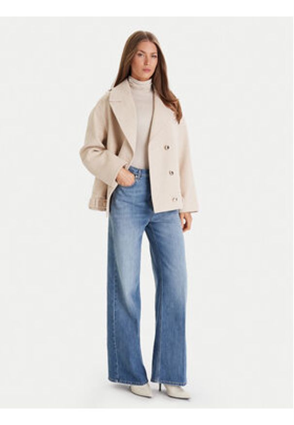 Morgan Płaszcz wełniany 252-GMOON Beżowy Regular Fit. Kolor: beżowy. Materiał: syntetyk, wełna