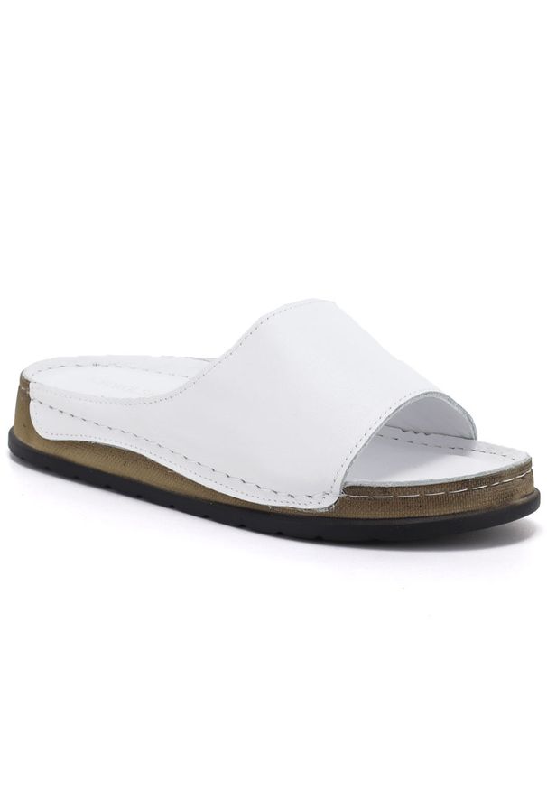 Skórzane klapki damskie na platformie białe T.Sokolski L309. Kolor: biały. Materiał: skóra. Obcas: na platformie