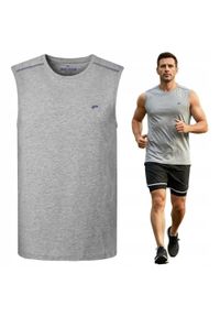 Letni Bezrękawnik Męski (Tank Top) - Pako Jeans - Popielaty. Okazja: na co dzień, na plażę. Kolor: szary. Materiał: bawełna. Długość rękawa: bez rękawów. Sezon: lato. Styl: casual #6