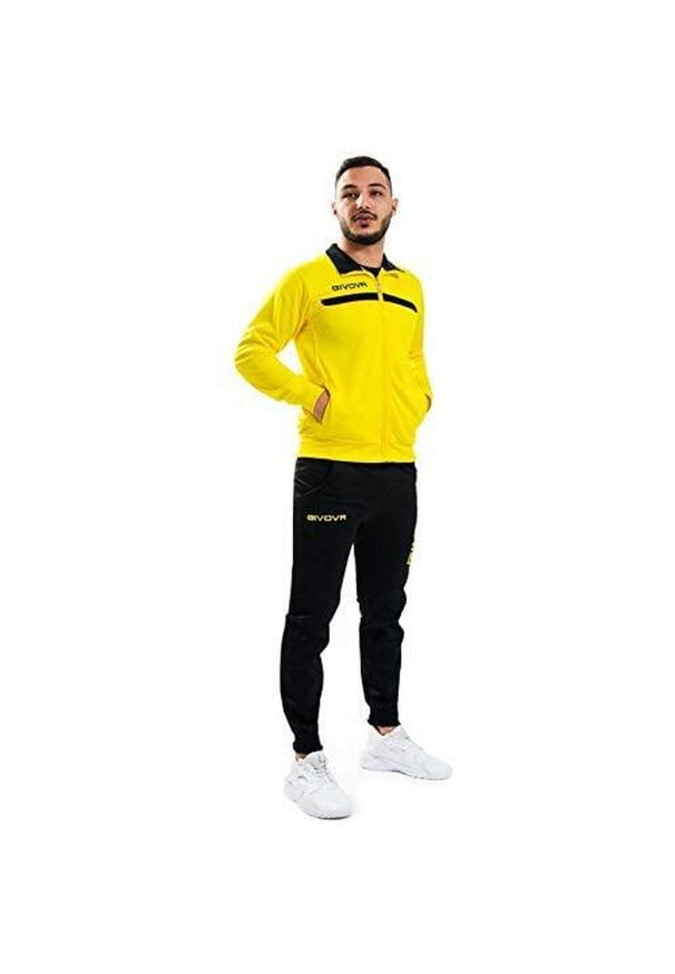 Givova One Polarfleece z suwakiem, komplet dziecięcy 2XS. Kolor: czarny, żółty, wielokolorowy. Materiał: dresówka. Styl: sportowy