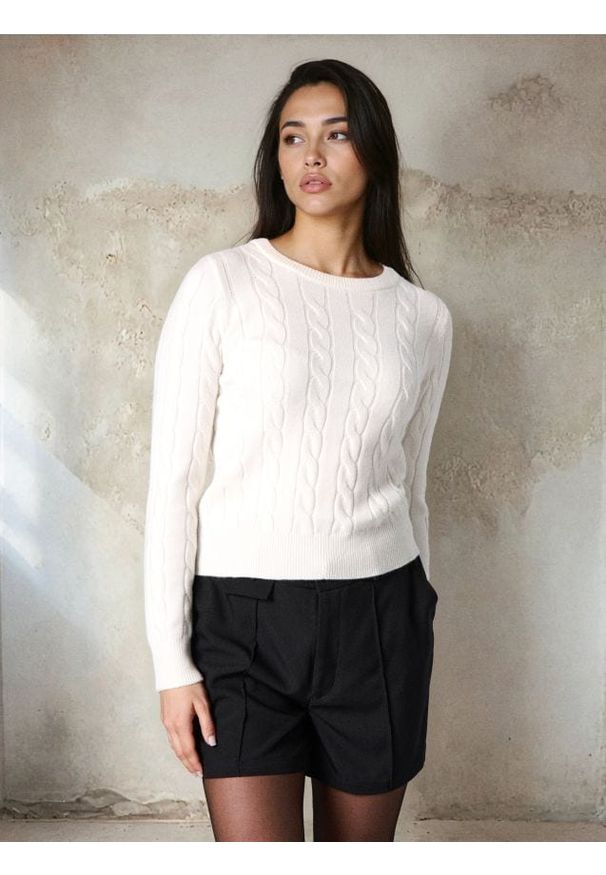 Sinsay - Strukturalny sweter - kremowy. Kolor: kremowy