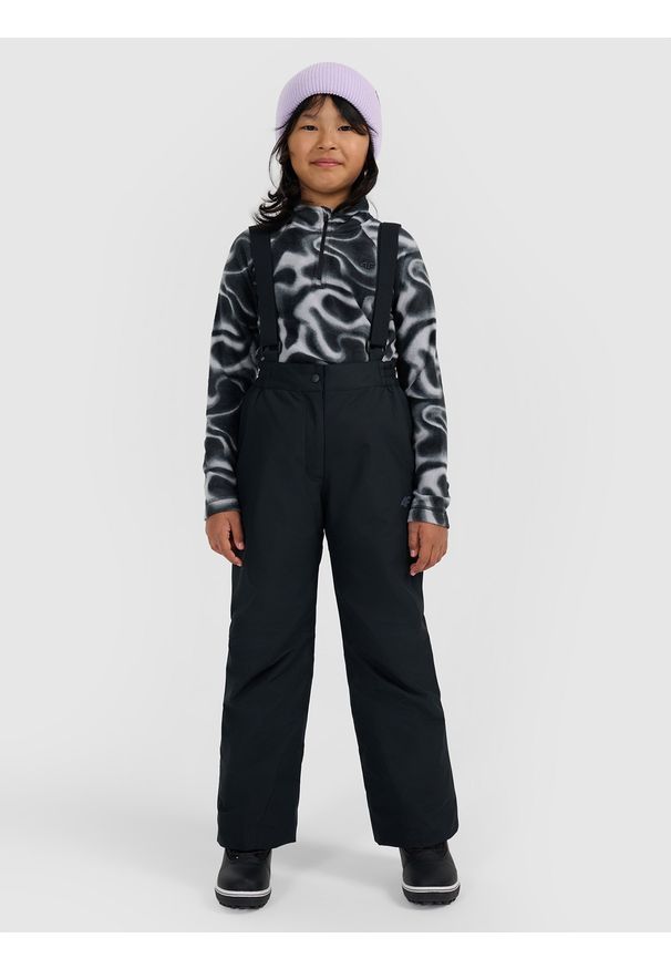 4f - 4F Spodnie narciarskie membrana 5000 dziewczęce - czarne 134 (8-9 lat). Kolor: czarny. Materiał: poliester, materiał. Wzór: gładki. Sezon: lato. Sport: narciarstwo