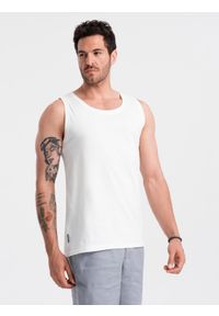 Ombre Clothing - Męska bawełniana koszulka tank top BASIC – biała V1 OM-TSBT-0192 - XXL. Okazja: na co dzień. Kolor: biały. Materiał: bawełna. Długość rękawa: na ramiączkach. Wzór: jednolity, aplikacja. Sezon: lato. Styl: sportowy, casual, elegancki #6