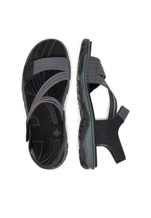 Rieker Sandały 68871-00 Czarny. Kolor: czarny. Materiał: materiał, syntetyk