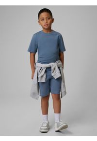 4f - 4F T-shirt regular gładki chłopięcy - granatowy 152 (11-12 lat). Kolor: niebieski. Materiał: bawełna, skóra, materiał. Wzór: gładki. Sezon: lato. Styl: klasyczny #2