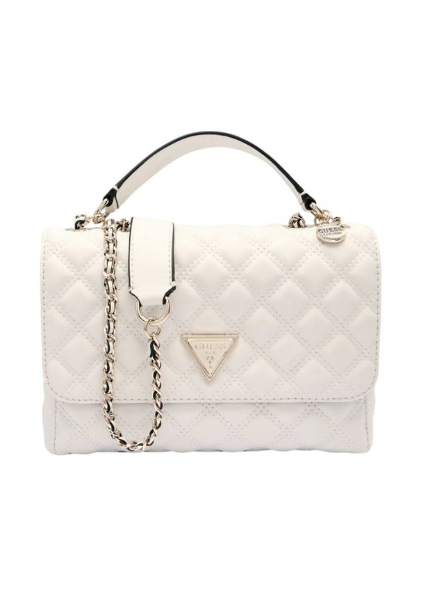 Guess - GUESS Pikowana torebka ecru Giully 2. Kolor: biały. Materiał: pikowane. Styl: elegancki