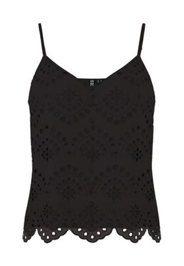 Pieces Top Vilde 17156563 Czarny Regular Fit. Kolor: czarny. Materiał: bawełna