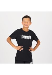 Koszulka dziecięca Puma. Kolor: czarny. Materiał: włókno, bawełna #1