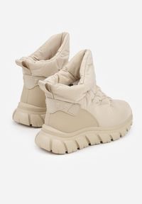 Born2be - Ciemnobeżowe Pikowane Śniegowce na Grubej Tłoczonej Podeszwie Resita. Kolor: beżowy. Materiał: jeans. Sezon: zima. Styl: elegancki, street #6