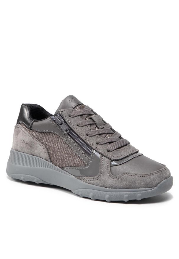 Sneakersy Geox D Alleniee B D16LPB 0EW22 C9002 Dk Grey. Kolor: szary. Materiał: zamsz, skóra