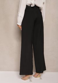 Renee - Czarne Garniturowe Spodnie High Waist o Szerokim Kroju Efrase. Okazja: na co dzień. Stan: podwyższony. Kolor: czarny. Styl: casual