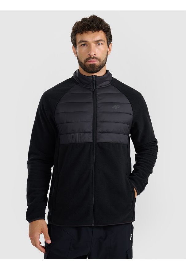 4f - 4F Polar ze stójką regular męski - czarny XL. Typ kołnierza: kołnierzyk stójkowy. Kolor: czarny. Materiał: polar. Sport: wspinaczka, turystyka piesza