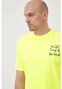 Mc2 Saint Barth - MC2 Saint Barth t-shirt bawełniany kolor żółty z aplikacją. Kolor: żółty. Materiał: bawełna. Wzór: aplikacja