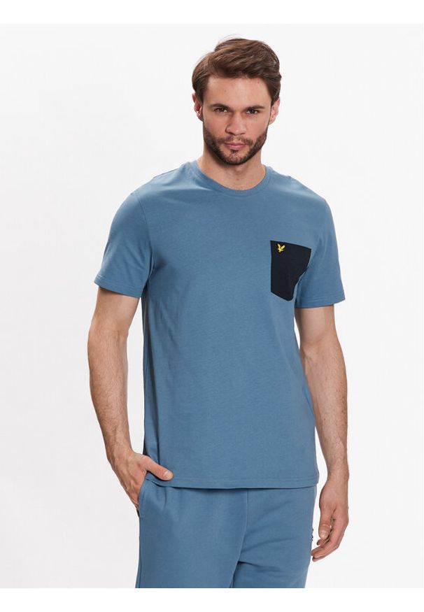 Lyle & Scott T-Shirt Contrast Pocket T-Shirt TS831VOG Granatowy Regular Fit. Kolor: niebieski. Materiał: bawełna