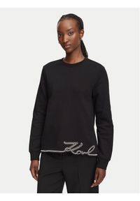 Karl Lagerfeld - KARL LAGERFELD Bluza B3W20031 Czarny Regular Fit. Typ kołnierza: dekolt w karo. Kolor: czarny. Materiał: bawełna #1