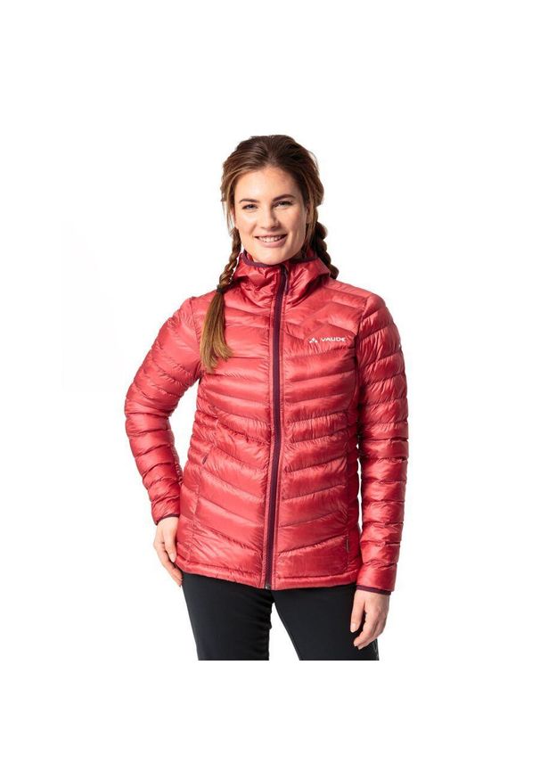 Vaude - Damska kurtka z kapturem VAUDE Batura. Typ kołnierza: kaptur. Kolor: czerwony. Materiał: puch. Sport: turystyka piesza