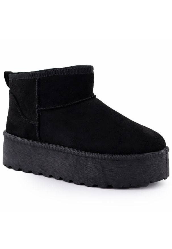 POTOCKI - Botki damskie śniegowce zamszowe czarne Potocki 16322. Kolor: czarny. Materiał: zamsz, skóra ekologiczna