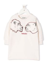 Kenzo kids - KENZO KIDS - Sukienka z haftowanym tygrysem 0-2 lat. Kolor: beżowy. Materiał: materiał. Wzór: haft. Sezon: lato