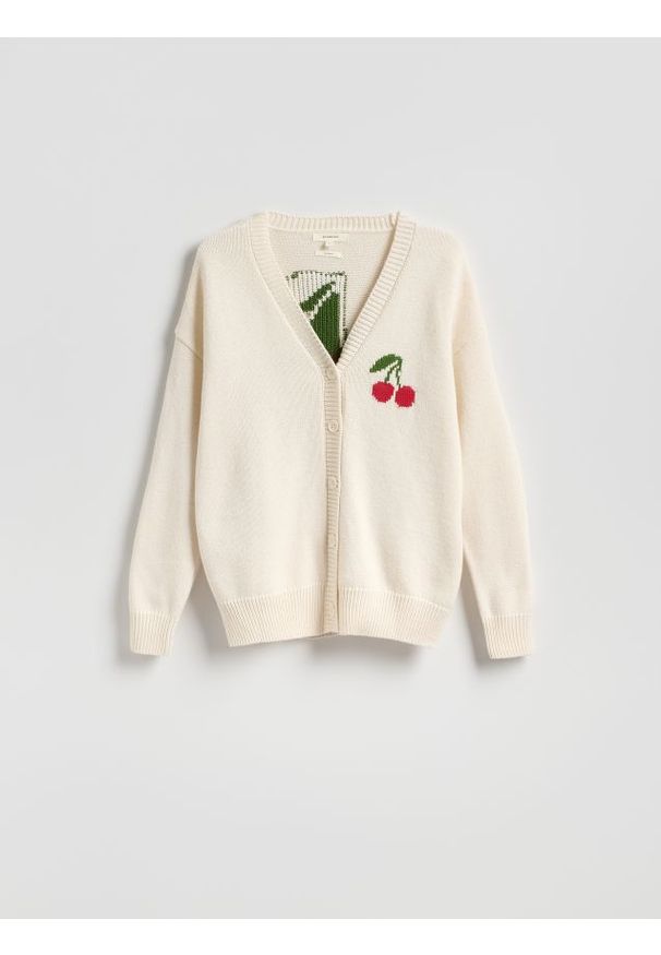 Reserved - Kardigan z wełną - złamana biel. Materiał: wełna