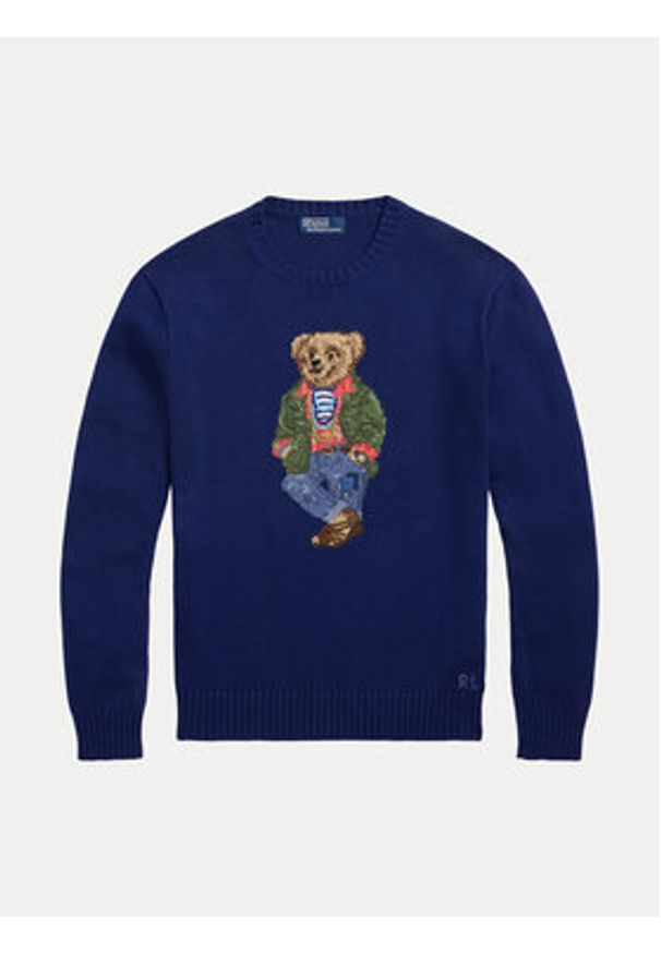 Polo Ralph Lauren Sweter 710955762001 Granatowy Regular Fit. Typ kołnierza: polo. Kolor: niebieski. Materiał: bawełna