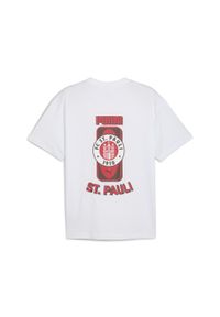 Puma - Męska koszulka z grafiką FC St. Pauli PUMA White Espresso Brown. Kolor: brązowy, biały, wielokolorowy. Wzór: aplikacja, nadruk. Sport: piłka nożna