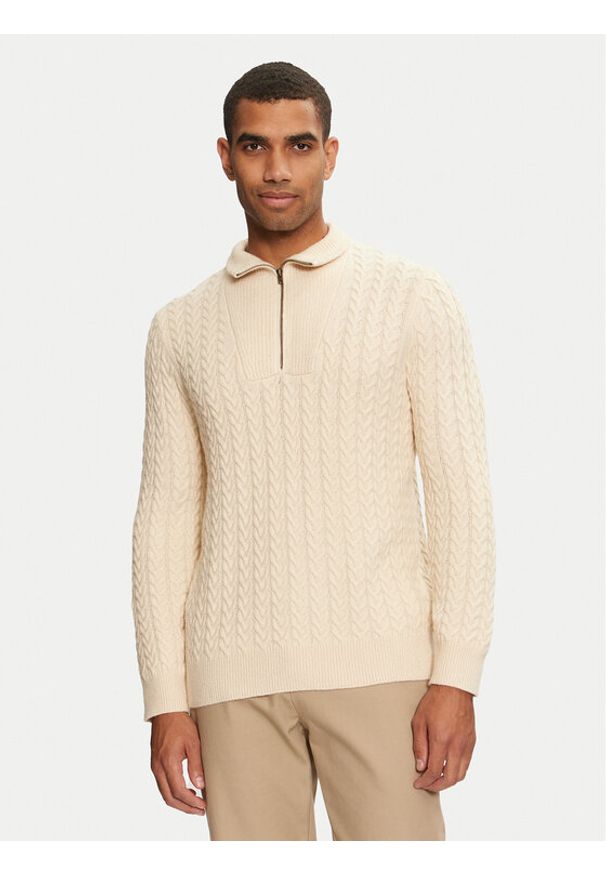 Wrangler Sweter 112357290 Écru Regular Fit. Materiał: wiskoza, bawełna