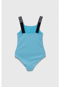 Calvin Klein Jeans jednoczęściowy strój kąpielowy dziecięcy kolor niebieski. Kolor: niebieski. Materiał: dzianina, poliamid. Rodzaj stanika: odpinane ramiączka #2