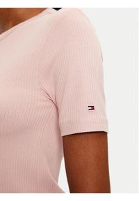 TOMMY HILFIGER - Tommy Hilfiger T-Shirt WW0WW43918 Różowy Slim Fit. Kolor: różowy. Materiał: wiskoza #2