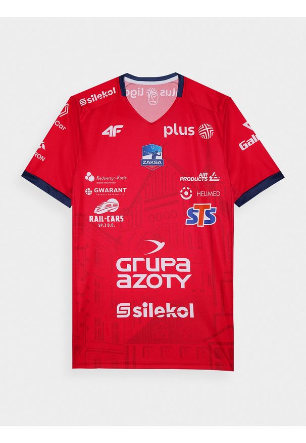 4f - Koszulka replika jubileuszowa z sezonu 2023/24 męska 4F x Grupa Azoty ZAKSA KK - multikolor. Okazja: na urodziny. Kolor: wielokolorowy. Materiał: dzianina. Wzór: nadruk. Sezon: lato. Styl: retro