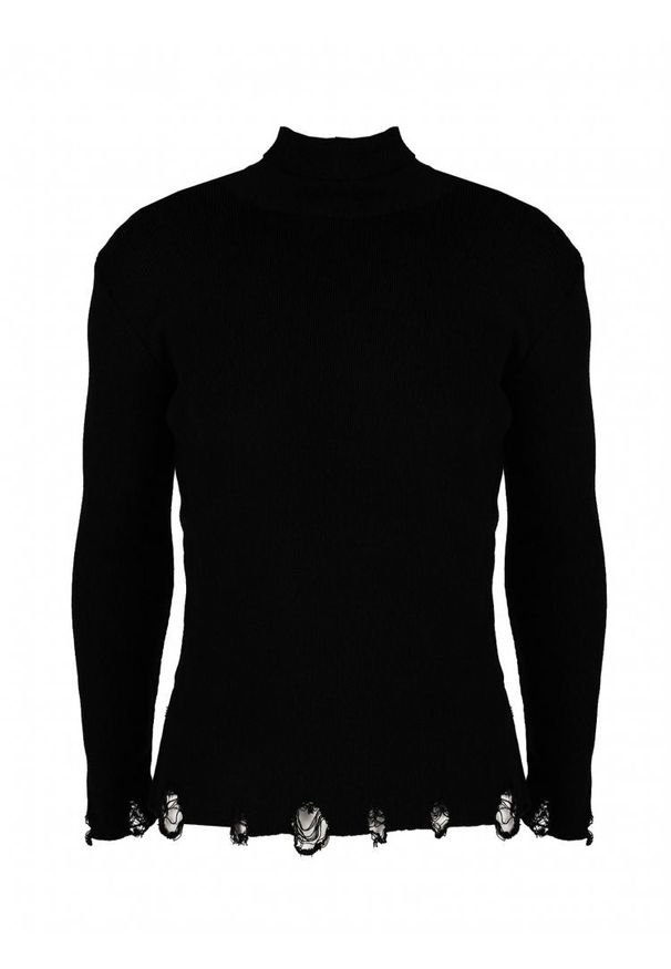 Takeshy Kurosawa Sweter "Breaks" | 83450 | Dolcevita Breaks | Mężczyzna | Czarny. Okazja: na co dzień. Typ kołnierza: golf. Kolor: czarny. Materiał: akryl. Wzór: aplikacja. Styl: casual