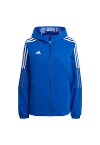 Adidas - Kurtka piłkarska damska adidas Tiro 21 Windbreaker. Kolor: niebieski, wielokolorowy, biały. Sport: piłka nożna