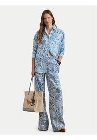 Lauren Ralph Lauren - LAUREN RALPH LAUREN Spodnie materiałowe 200P08927001 Niebieski jasny Wide Leg. Kolor: niebieski. Materiał: len #2