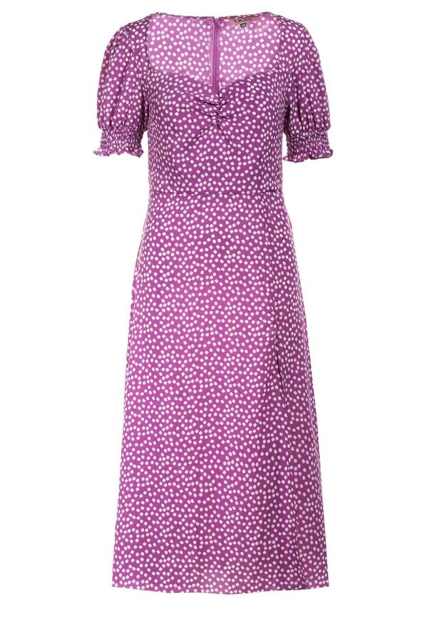 Born2be - Fioletowa Sukienka Aquineva. Kolor: fioletowy. Wzór: kwiaty. Długość: midi