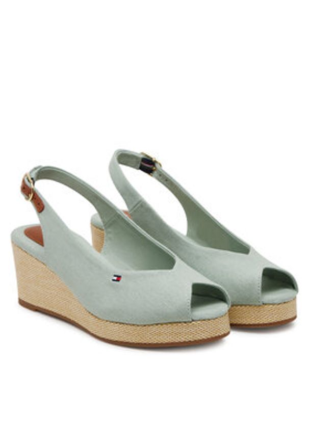 TOMMY HILFIGER - Tommy Hilfiger Espadryle Flag Mid Wedge Espad Slingback FW0FW08595 Błękitny. Kolor: niebieski. Materiał: materiał