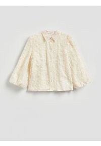 Reserved - Koszula z haftem - złamana biel. Materiał: tkanina, bawełna. Wzór: haft #1