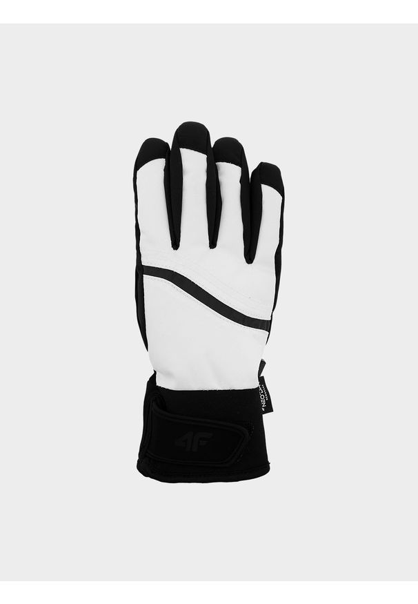4f - Rękawice narciarskie damskie. Kolor: biały. Materiał: syntetyk, materiał. Technologia: Thinsulate. Sezon: zima. Sport: narciarstwo