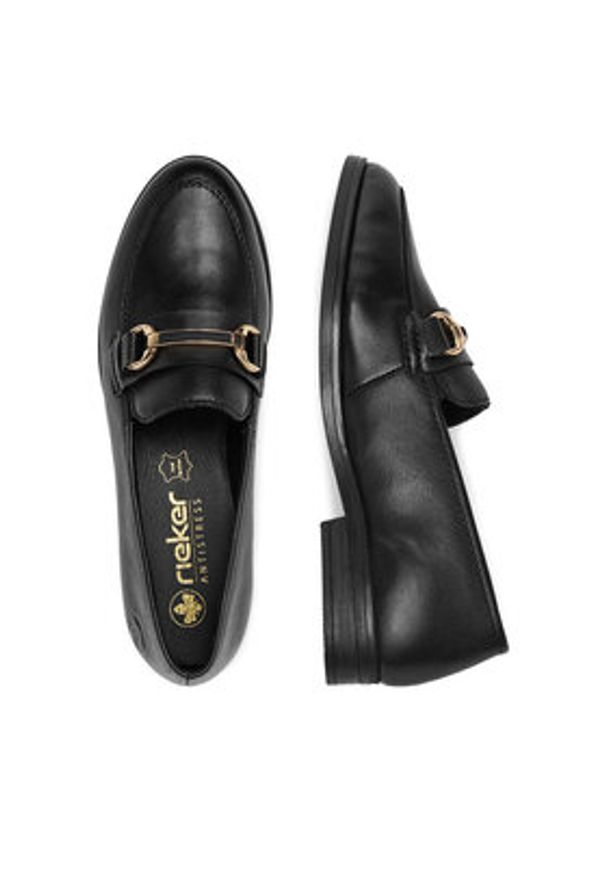 Rieker Loafersy 46262-01 Czarny. Kolor: czarny. Materiał: skóra