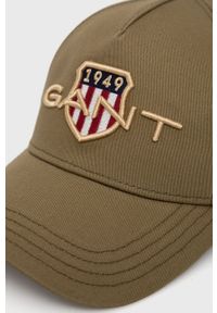 GANT - Gant czapka kolor zielony z aplikacją. Kolor: turkusowy. Wzór: aplikacja