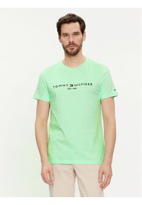 TOMMY HILFIGER - Tommy Hilfiger T-Shirt Logo MW0MW11797 Zielony Slim Fit. Kolor: zielony. Materiał: bawełna
