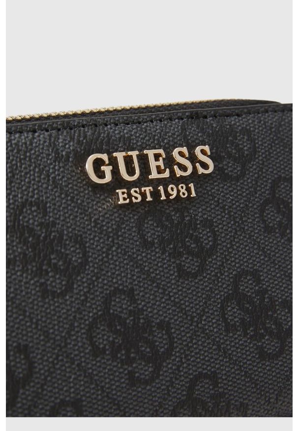 Guess - GUESS Czarny mały portfel damski Laurel. Kolor: czarny. Materiał: materiał
