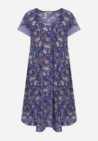 Born2be - Granatowa Wiskozowa Sukienka Rozkloszowana we Wzór Paisley Mastis. Kolor: niebieski. Materiał: wiskoza. Wzór: paisley #3