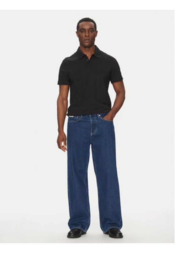 Calvin Klein Jeans Polo LV040HM281 Czarny Regular Fit. Typ kołnierza: polo. Kolor: czarny. Materiał: bawełna