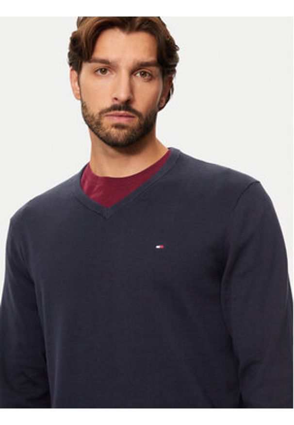 TOMMY HILFIGER - Tommy Hilfiger Sweter Essential MW0MW14745 Granatowy Regular Fit. Kolor: niebieski. Materiał: bawełna