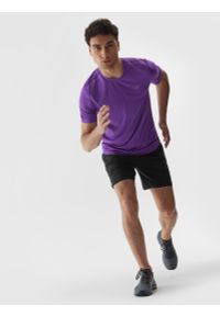 4f - Koszulka do biegania regular szybkoschnąca męska. Kolor: fioletowy. Materiał: włókno, materiał, dzianina. Sport: bieganie, fitness
