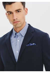 Pako Lorente - PAKO LORENTE – Granatowa dzianinowa marynarka męska. Kolor: niebieski. Materiał: dzianina #9