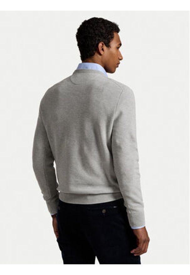 Polo Ralph Lauren Sweter 710918163002 Szary Regular Fit. Typ kołnierza: polo. Kolor: szary. Materiał: bawełna