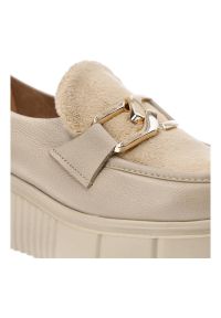 Beżowe Półbuty Lemar Eleganckie Mokasyny Damskie. Kolor: beżowy. Materiał: skóra, materiał, futro. Szerokość cholewki: normalna. Sezon: wiosna. Styl: elegancki #3