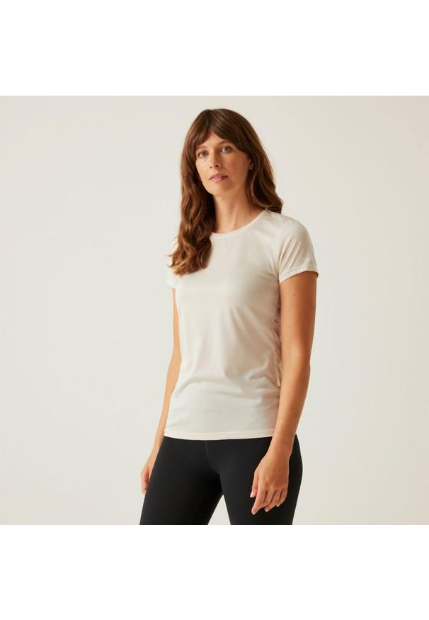 Regatta - Koszulka sportowa damska Fingal Edition szybkoschnąca. Kolor: beżowy. Długość rękawa: krótki rękaw. Długość: krótkie. Sport: turystyka piesza