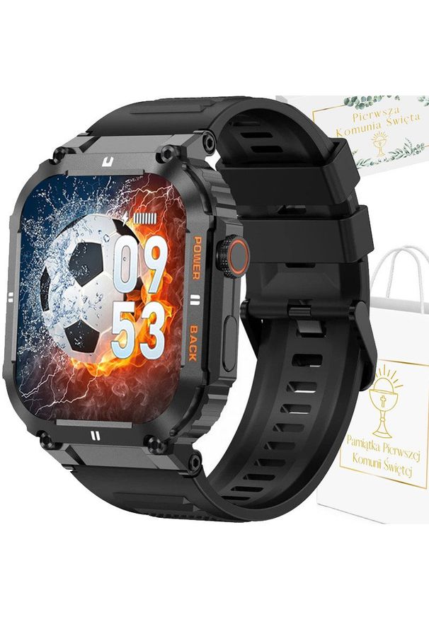 Gravity - Zegarek chłopięcy KOMUNIA SMARTWATCH GRAVITY LUTON GT6-1 czarny/gumowy czarny. Rodzaj zegarka: smartwatch. Kolor: czarny. Materiał: guma