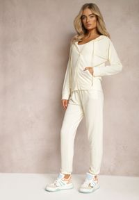 Renee - Jasnożółty Komplet Dresowy Zasuwana Bluza z Kapturem i Spodnie Joggery Scaellia. Kolor: żółty. Materiał: dresówka. Sport: turystyka piesza, fitness